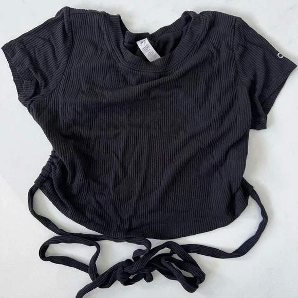 ALO Yoga Black Wrap Crop Top - Picture 4 of 7